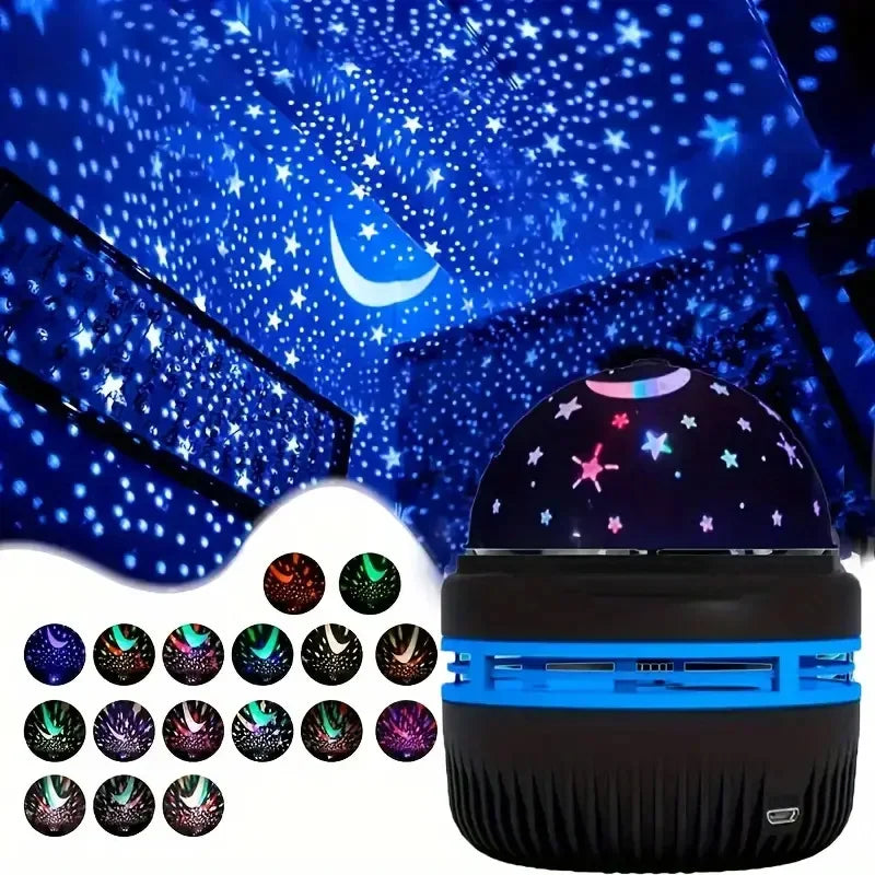 Projecteur LED Ciel Étoilé USB Lampe Boule Magique Lune Étoiles Lumières de Noël Décoration d'Ambiance Maison