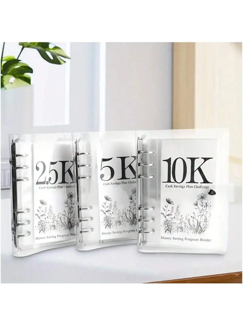 Planificateur d'Épargne Défi 12 Mois pour Atteindre 10K/5K/2.5K Euros, Classeur PVC Durable 6 Anneaux, Gestion d'Économies