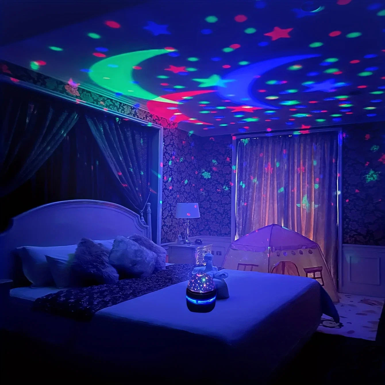 Projecteur LED Ciel Étoilé USB Lampe Boule Magique Lune Étoiles Lumières de Noël Décoration d'Ambiance Maison