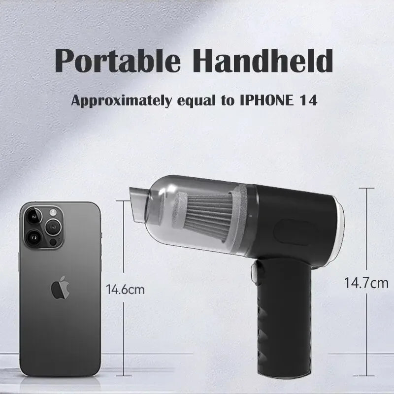 Aspirateur Voiture Sans Fil 9000Pa Rechargeable USB 1200mAh Portable Sec et Humide Mini Aspirateur Domestique