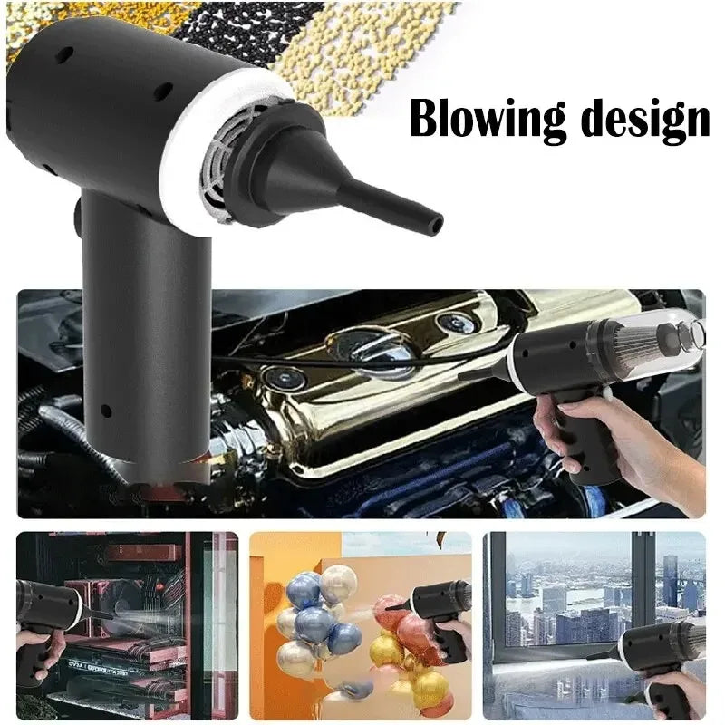 Aspirateur Voiture Sans Fil 9000Pa Rechargeable USB 1200mAh Portable Sec et Humide Mini Aspirateur Domestique